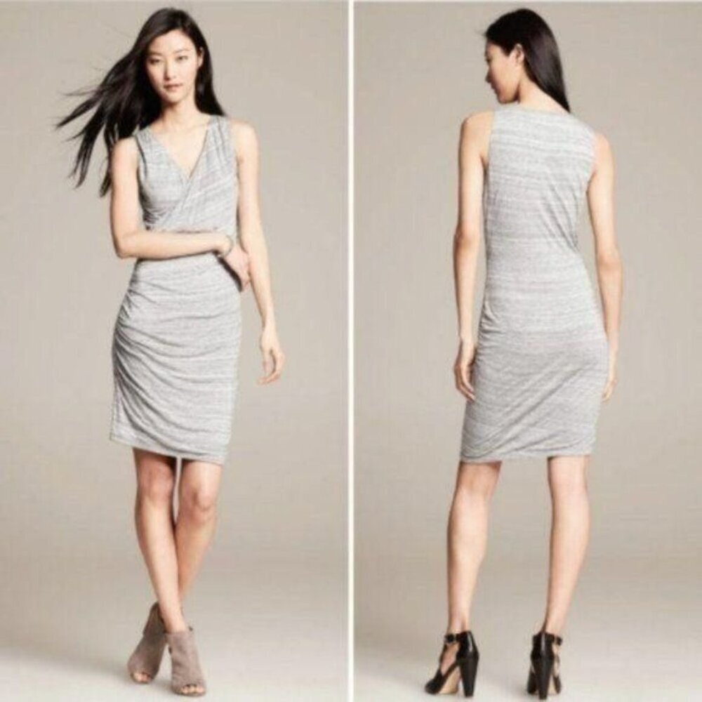 BANANA REPUBLIC Large Space Dye‎ Faux Wrap Jersey Dress Casual Summer - Picture 9 of 9